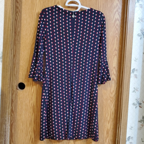Tommy Hilfiger polka-dot shift dress blue red and white stretch polyester size 4 - Picture 7 of 10